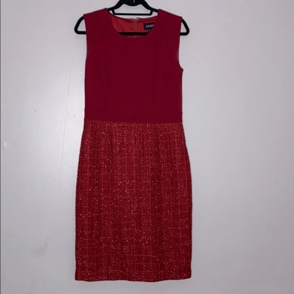 Ashro Tweed Color blocked Overcoat & Matching Dress women’s Size 6 medium set